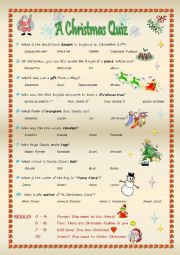 English Worksheet: A Christmas Quiz