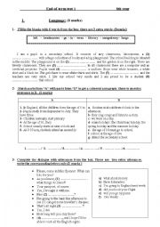 English Worksheet: End-of-term test 1                                           8th year  