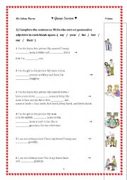 English Worksheet: Poss adjectives+ postcard