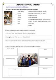 English Worksheet: merlin video activity