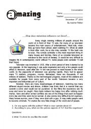 English Worksheet: Conversation about television