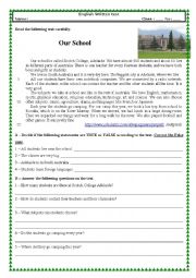 English Worksheet: Test 7th grade (Our School)
