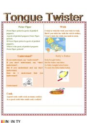 English Worksheet: Tongue Twister