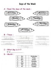 English Worksheet: days of the week