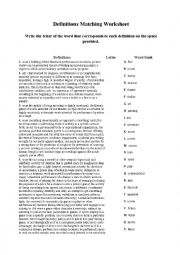 English Worksheet: Entertainment Vocabulary matching exercises