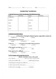 English Worksheet: Leadership vocabulary