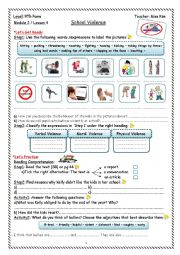 English Worksheet: Violence at School Worksheet