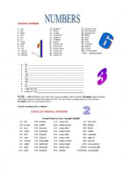 English Worksheet: CARINAL AN ORDINAL NUMBERS