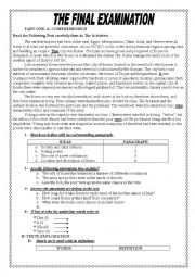 English Worksheet: test about the ROMANS