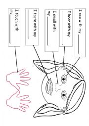 English Worksheet: Five senses labeling