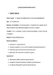 lesson observation sheet