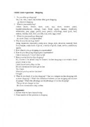 English Worksheet: GESE grade 4 shopping questions