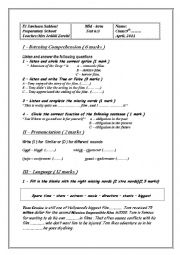 English Worksheet: mid-term test N: 3