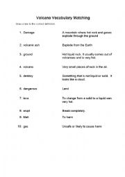 English Worksheet: Science-Volcano Word Matching