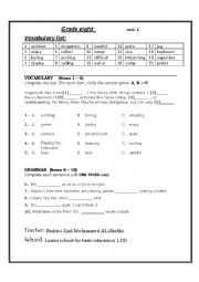 English Worksheet: vocabulary + grammar