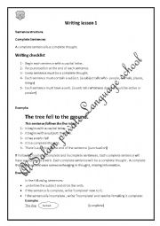 English Worksheet: writing lesson 1
