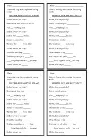 English Worksheet: missing lyric (listening exercise)