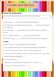 English Worksheet: CLOTHES AND FASHION