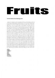 English Worksheet: Word Search - Fruits