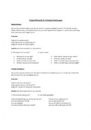 English Worksheet: Simple Present Vs. Present Continuous
