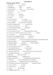 English Worksheet: PREPOSITIONS 