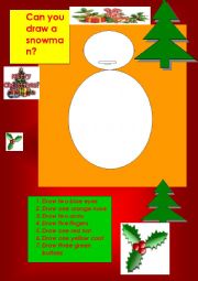 English Worksheet: making a snowman