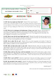 English Worksheet: Test - Professional CourseTest - Mexican Teen