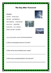 English Worksheet: The Day After Tomorrow - Film Worksheet