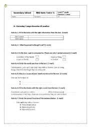 mid-term test n1 (first form)