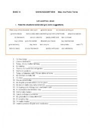 English Worksheet: Giving suggestions