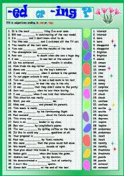 English Worksheet: -ed or -ing