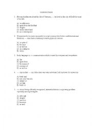 English Worksheet: Conjunctions Multiple Choice Test