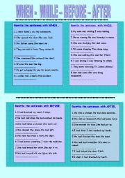 English Worksheet: WHEN-WHILE-BEFORE-AFTER