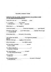 English Worksheet: the simple present tense