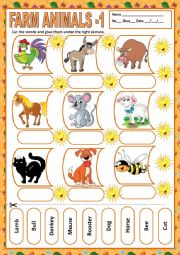 English Worksheet: FARM ANIMALS 1 - MATCHING