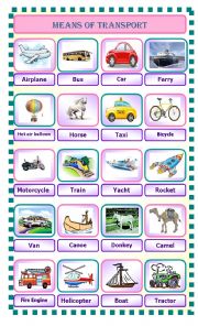 English Worksheet: Means of transport : Pictionary 