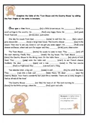 English Worksheet: Country Mouse and City Mouse fable