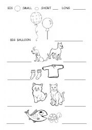 English Worksheet: BIG-SMALL-SHORT-LONG