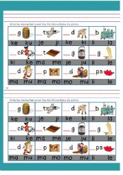 English Worksheet: Intro to CVC: duet sounds forming a word p4