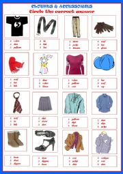 English Worksheet: CLOTHES - multi-choice