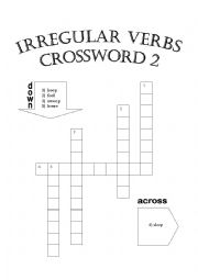 English Worksheet: Irregular Verbs Crossword 2