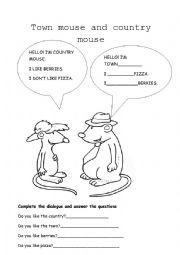 English Worksheet: Town mouse and country mouse