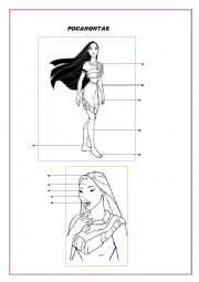 English Worksheet: pocahontas, parts of the body.