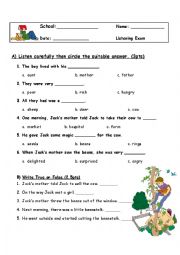 English Worksheet: listening test