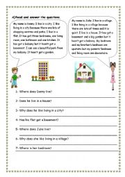 English Worksheet: parts of house