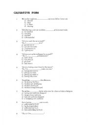 English Worksheet: Multiple choice task on all types of causative form.