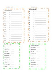 English Worksheet: numbers quiz