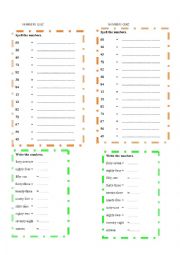 English Worksheet: numbers quiz