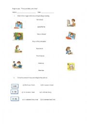 English Worksheet: daily activities