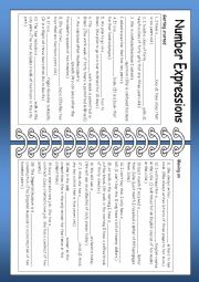 English Worksheet: Number Expressions (Compound Adjectives) - With key - Fully Editable